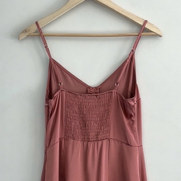 NWT Abercrombie & Fitch Button-Up Mini Satin Slip Dress in Pink - Picture 8 of 12